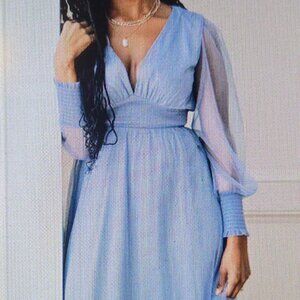 Layla Tulle Maxi Dress Whisper Blue 1XL Womens